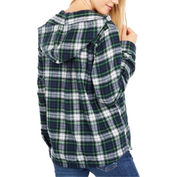 LL Bean Hooded Flannel Zip-up Women's Size L - Picture 4 of 8